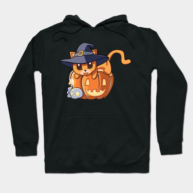 Red Cat on a Pumpkin Hoodie by Myanko